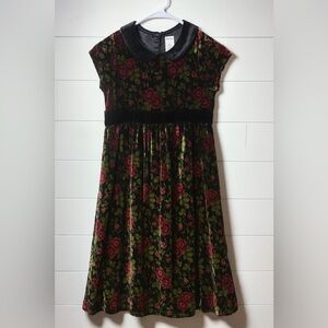 Gymboree Girls‎ Velvet Floral Holiday Valentine Dress Peter Pan Collar Size 9